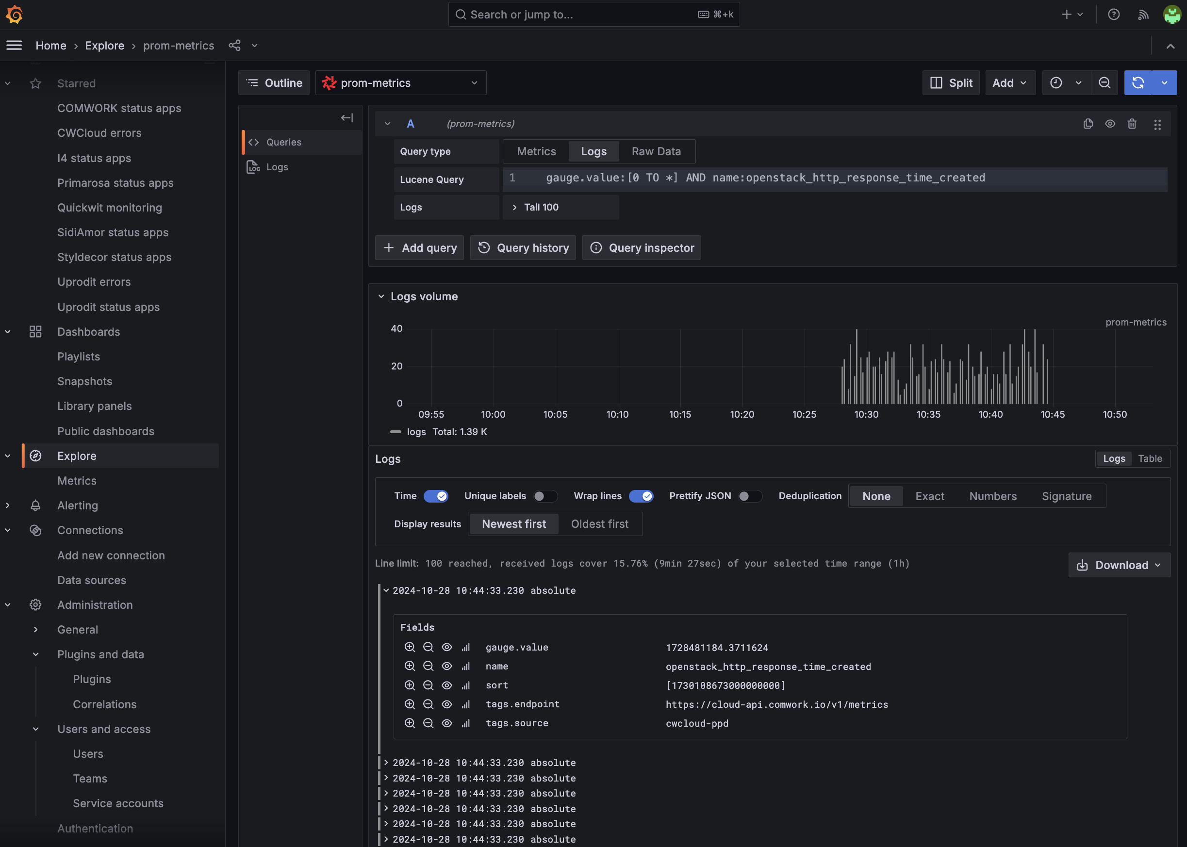 grafana-quickwit-metrics-explorer